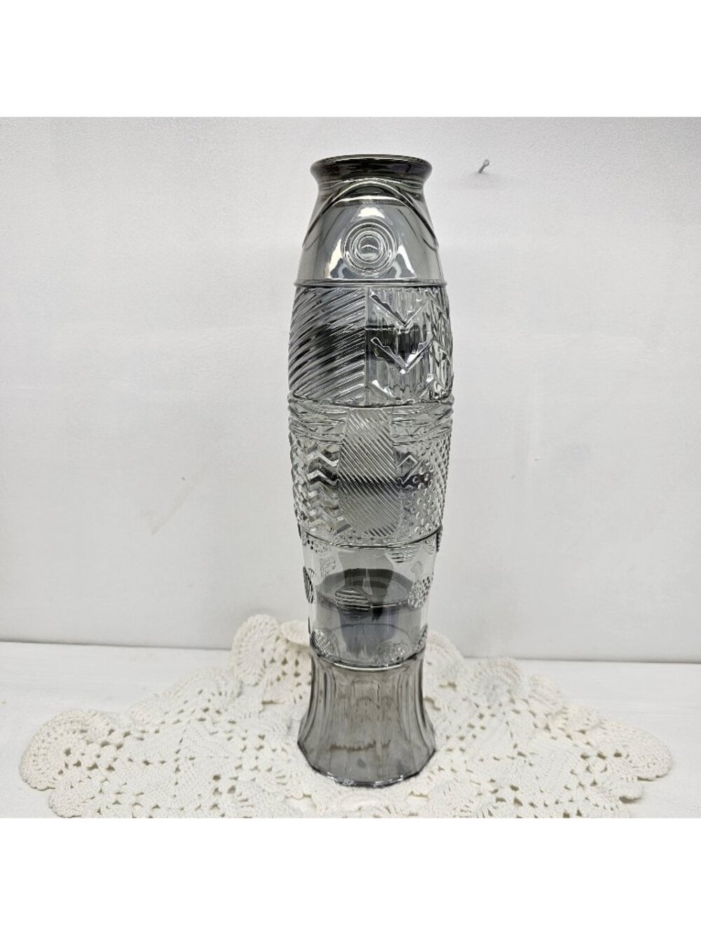 Koi Fish Glass Cups, Set of 4, 9.0 fl oz, Gray, Stackable, Decorative Drinking
